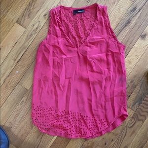 The Kooples Perforated Sleeveless Silk Top